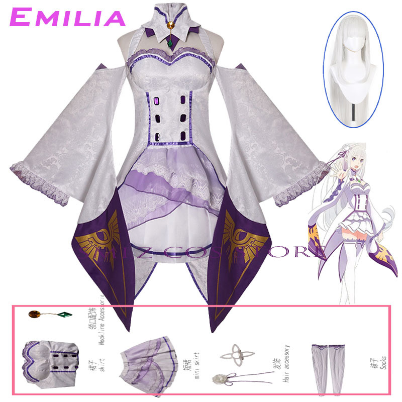 Anime Cosplay Ladies - Costume de cosplay Emilia Anime Re